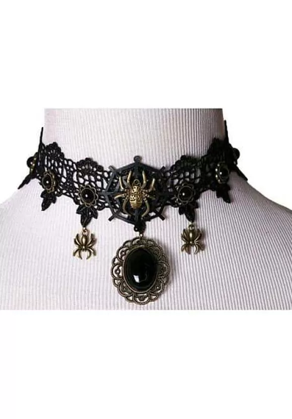 Cheap Western Fashion Spider Lace Choker Necklace