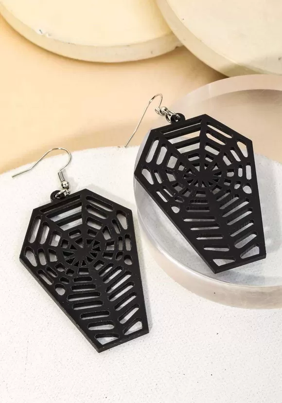 Sale Fame Spiderweb Coffin Earrings Accessory