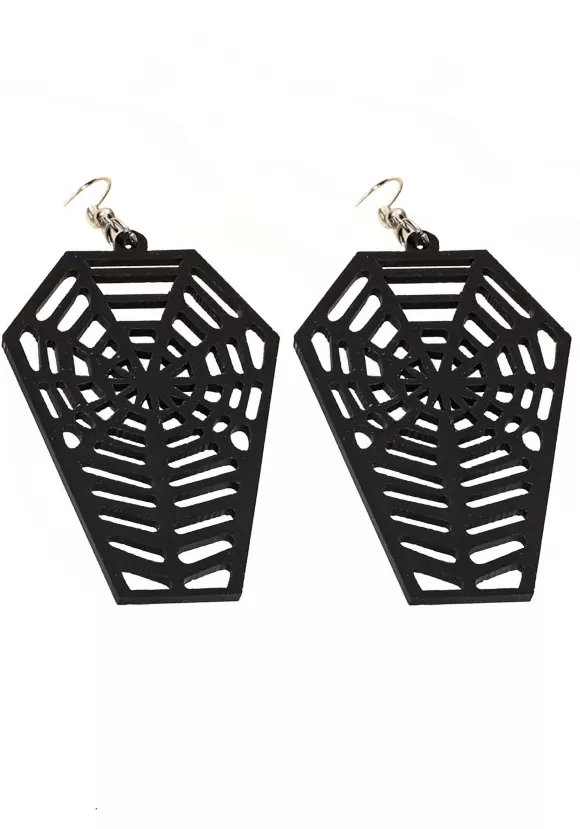 Sale Fame Spiderweb Coffin Earrings Accessory