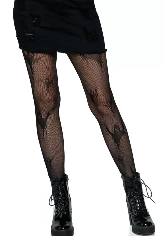 Flash Sale Leg Avenue Spooky Ghost Net Tights For Women