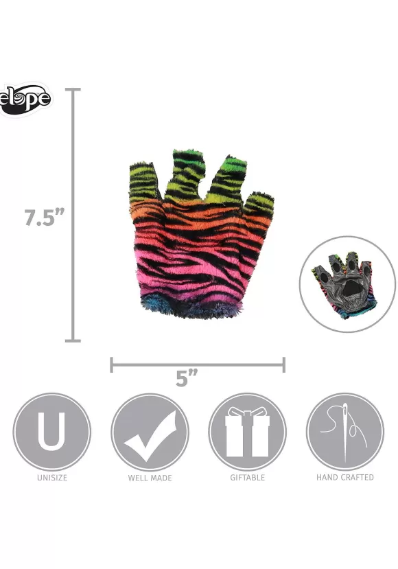 New FUN Costumes Tiger Neon Rainbow Fingerless Paws