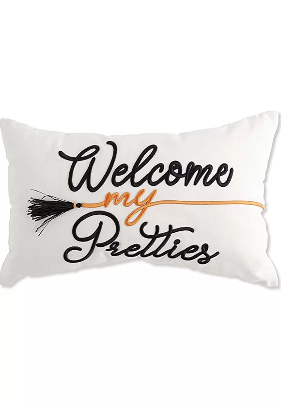 Fashion K&K Interiors Welcome My Pretties 19 Inch Embroidered Pillow