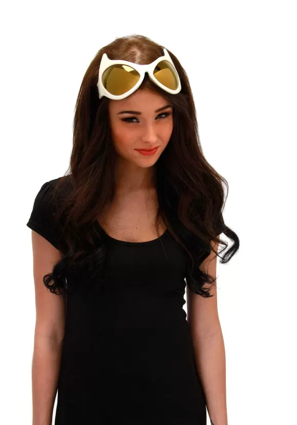 Cheap FUN Costumes White & Gold Costume Cat Eye Goggles