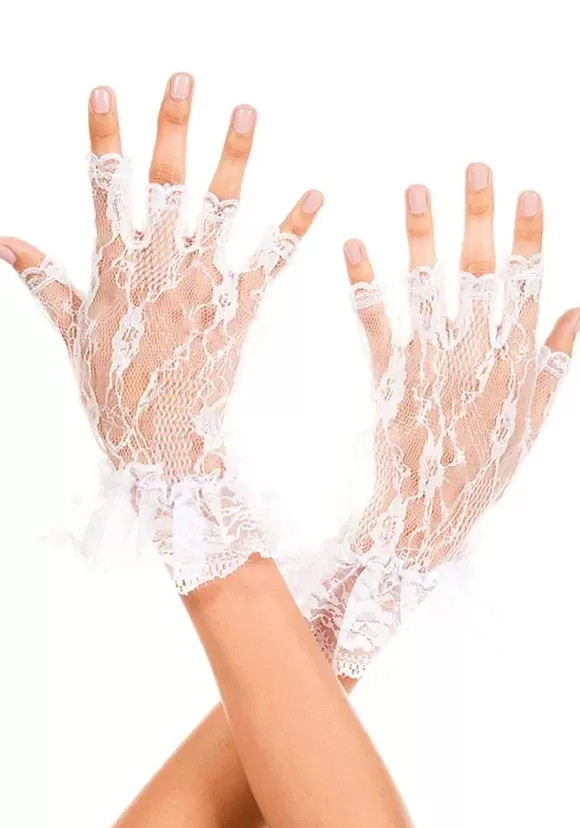 Shop Music Legs White Lace Cuff Gloves For Women