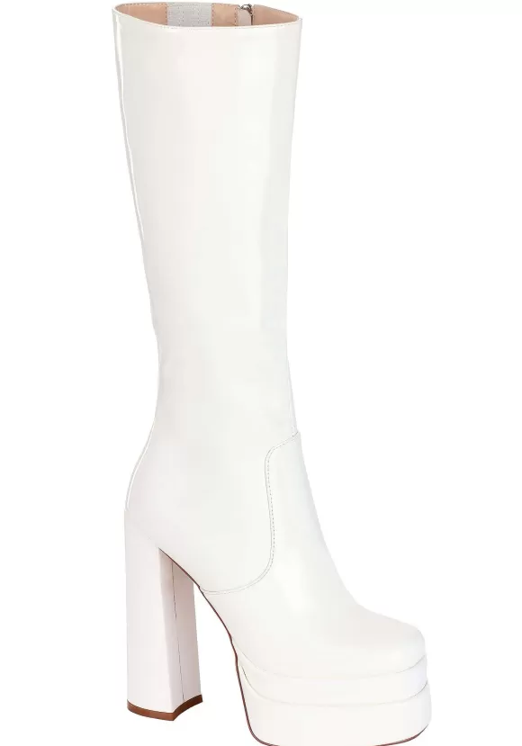 Hot FUN Costumes White Patent Platform Gogo Boots For Adults