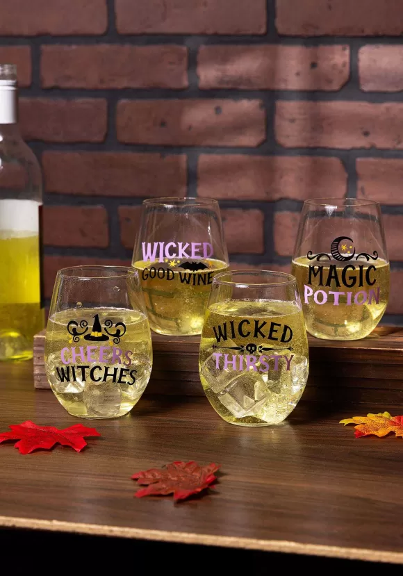 Discount Transpac Witchy 18 Ounce Stemless Wine Glass Set