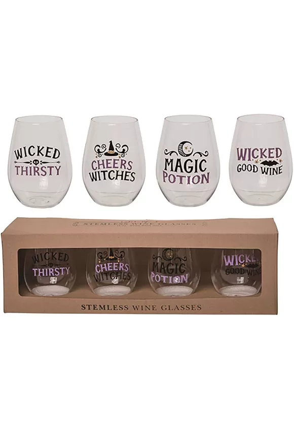 Discount Transpac Witchy 18 Ounce Stemless Wine Glass Set