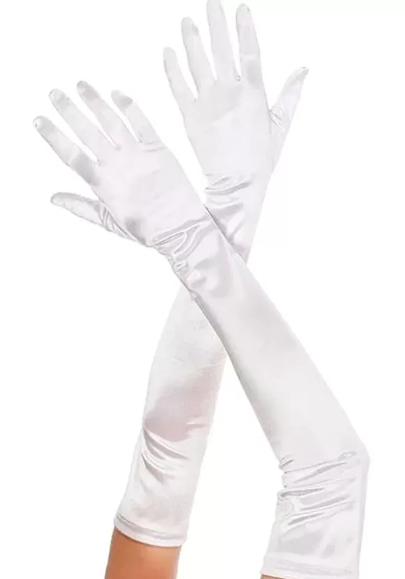 Hot Music Legs Women'S Extra Long White Satin Gloves