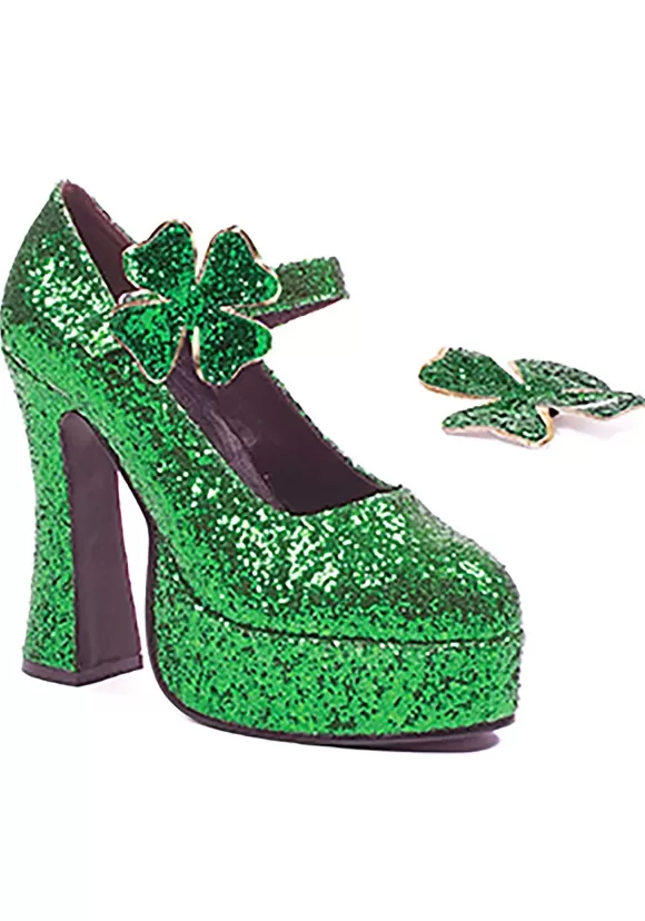 Online Ellie Women'S Green Glitter Mary Jane Platform Shoes