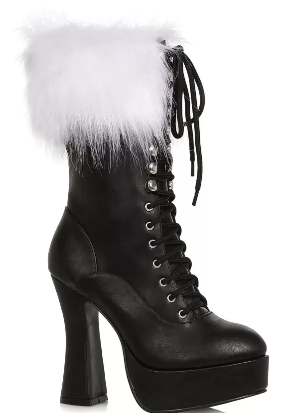 New Ellie Women'S Platform Black Lace Up Santa Boots