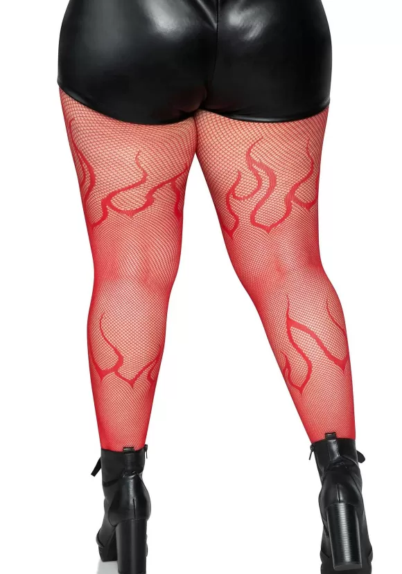 Best Sale Leg Avenue Women'S Plus Size Red Flame Net Tights