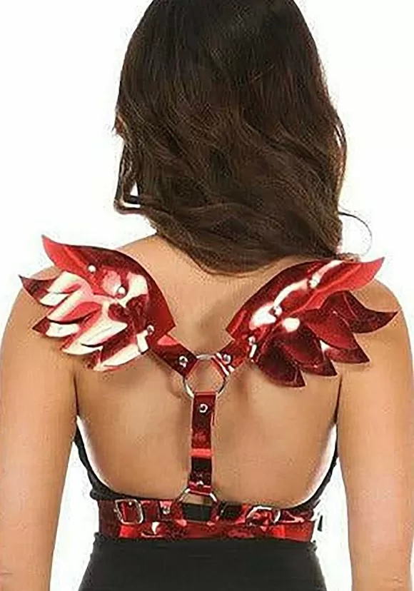 Clearance Daisy Corsets Women'S Plus Size Red Metallic Devil Wings