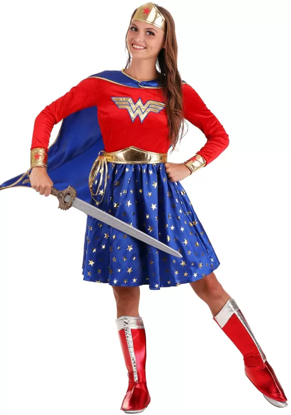 Hot Jerry Leigh Wonder Woman Long-Sleeved Dress For Adults