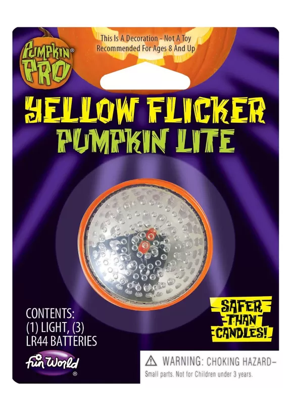 Outlet Fun World Yellow Flicker Pumpkin Lite Halloween Prop