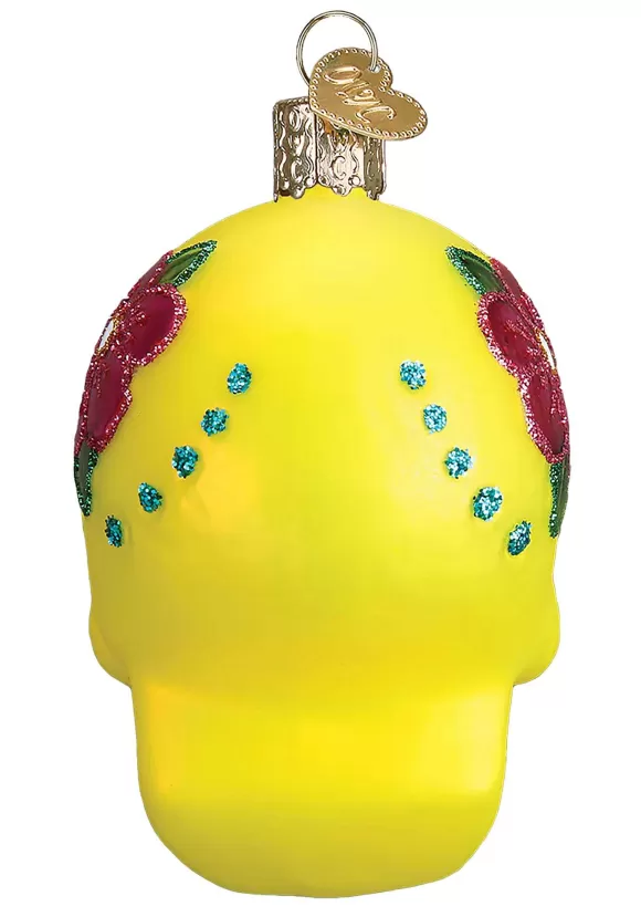 Discount Old World Christmas Yellow Sugar Skull Christmas Tree Ornament