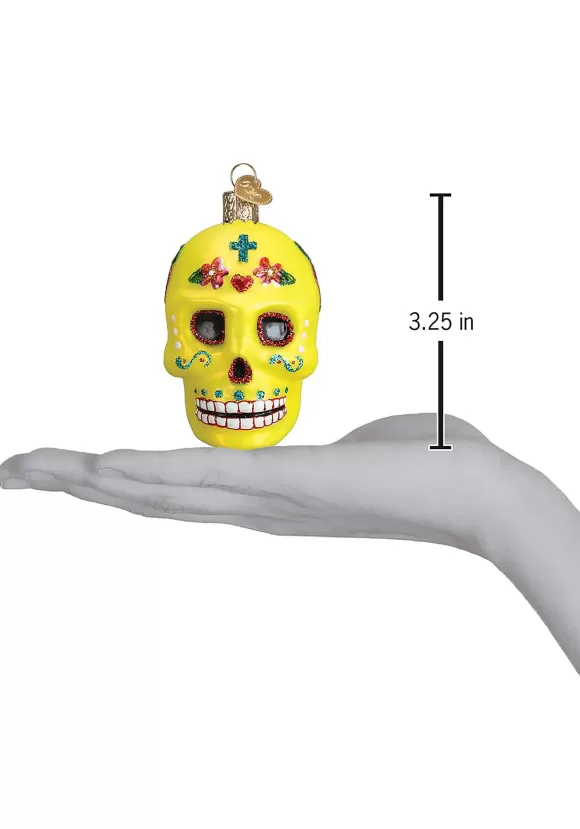 Discount Old World Christmas Yellow Sugar Skull Christmas Tree Ornament